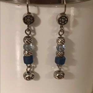 Brighton Silver/blue beaded dangle earrings